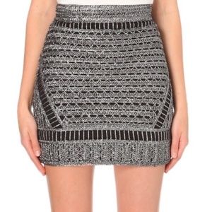 Maje Silver Metallic Embroided Mini Skirt